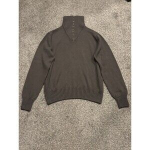 Loro Piana Cable Knit Cashmere-Cotton Quarter Zip Sweater Size 48 Mock Neck